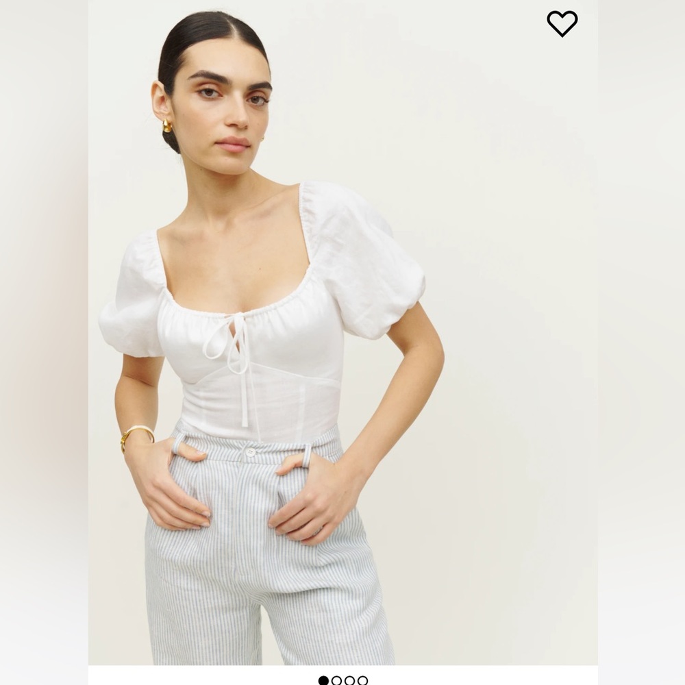 NWT Reformation WHITE RORY LINEN TOP Size 6